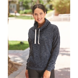 J. America Women's Melange Fleece Cowl Neck Sweatshirt