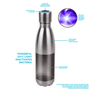 HD-200 Self-Sanitizing 17oz Water Bottle With UV-C Light Cap